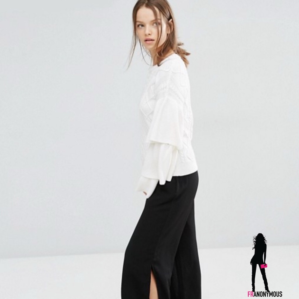 Style Mafia Stella Off White Ruffle Sleeve Sweater - Picture 2 of 6